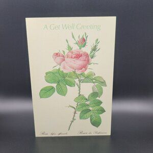 Vintage Fantusy Get Well Greeting Card Envelope Pink Roses Well Wishes Unused